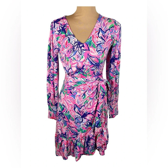 Lilly Pulitzer Florita Wrap Dress Small💜🩷 - Picture 5 of 16